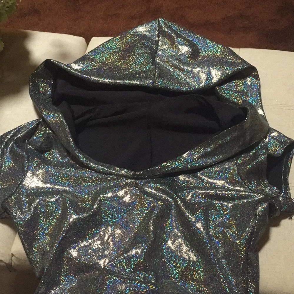 Holographic futuristic space spandex onesie romper